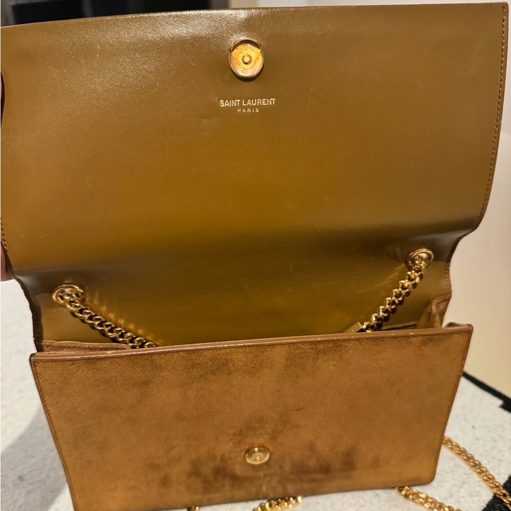 Yves Saint Laurent Tan Suede Tassel Clutch - Picture 4 of 7